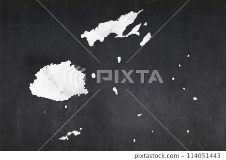 Map of Fiji drawn on a blackboard 114051443