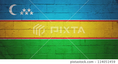 Flag of Karakalpakstan painted on a wall 114051459