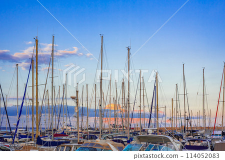 Yacht masts in the port of Larnaca Yacht masts in the port of Larnaca 114052083