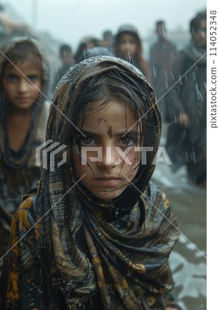 World Refugee Day. Portrait of A Refugee. The conceptual basis of the International Immigration Day World Refugee Day. Portrait of A Refugee. The conceptual basis of the International Immigration Day 114052348