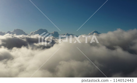 Aerial view of clouds at sunrise 114052443