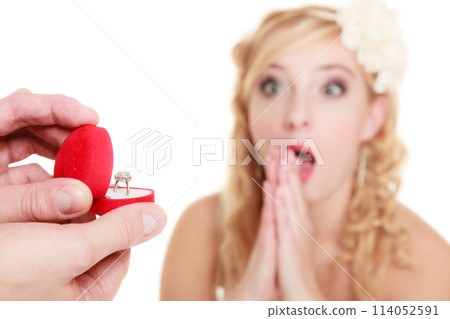 couple with wedding ring and gift box couple with wedding ring and gift box 114052591