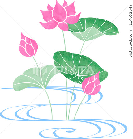 流水蓮花插畫 114052945
