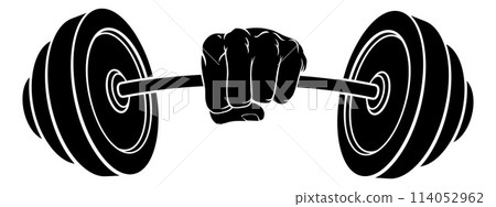 Weight Lifting Fist Hand Holding Barbell Concept 114052962