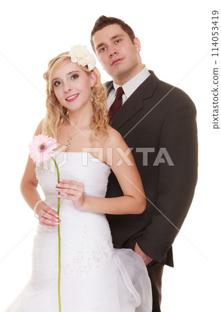 Wedding day. Portrait happy couple bride and groom 114053419