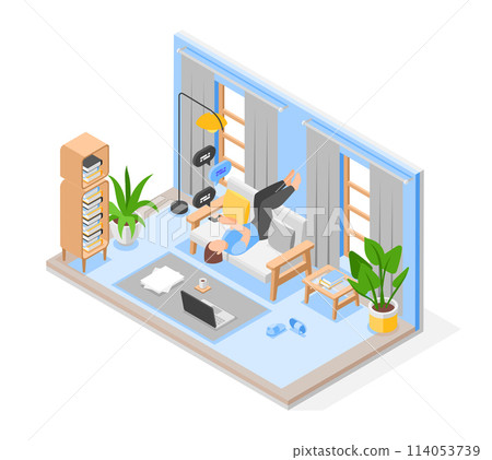 Work from home illustration in isometric view 114053739