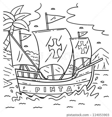 Columbus Day Pinta Ship Coloring Page for Kids Columbus Day Pinta Ship Coloring Page for Kids 114053903
