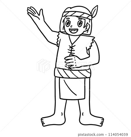 Columbus Day Native Man Isolated Coloring Page Columbus Day Native Man Isolated Coloring Page 114054039