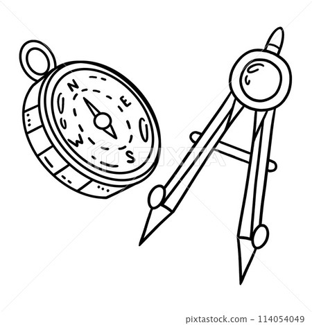Compass Isolated Coloring Page for Kids 114054049