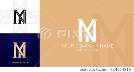 YN or NY monogram logo design elegant style vector illustration for personal name, business, fashion, branding company identity, advertisement materials golden foil, collages prins, wedding invitation 114054816