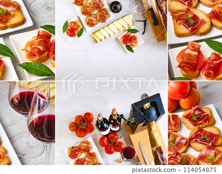 Spanish appetizers collage. Spanish appetizers collage. 114054875