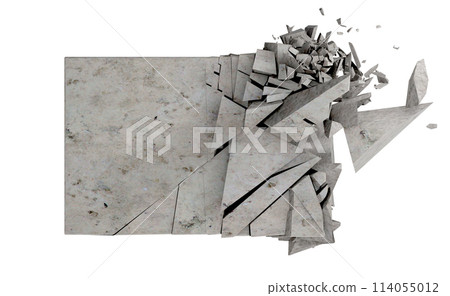 Broken shape and stone or cement block. 114055012