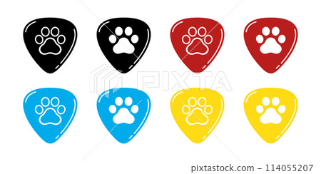 dog paw vector guitar pick footprint icon logo base ukulele cat kitten pet puppy doodle cartoon character illustration symbol design clip art 114055207
