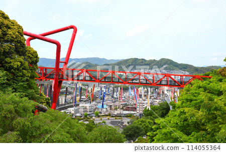 Aerobridge and carp streamers at Nakao Castle Park Aerobridge and carp streamers at Nakao Castle Park 114055364