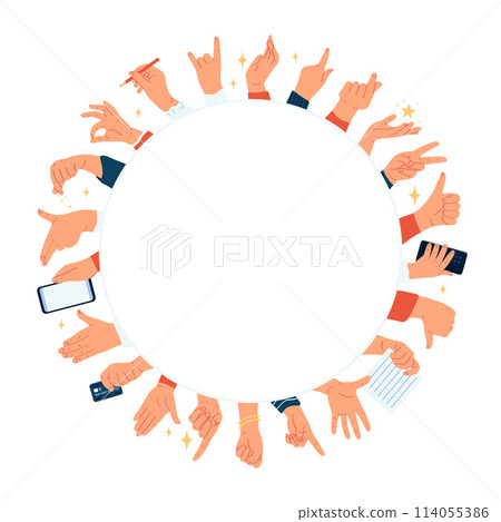Hand drawn hand gestures frame Hand drawn hand gestures frame 114055386