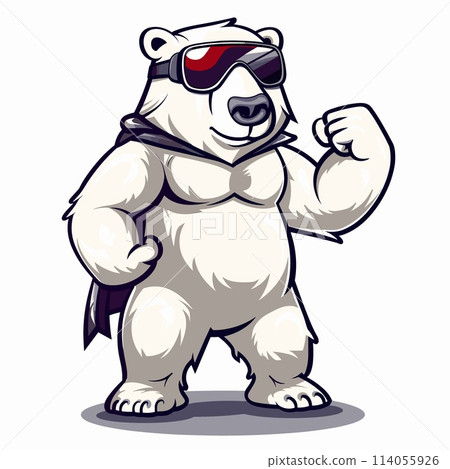 A cartoon bear with sunglasses on and a cape 114055926