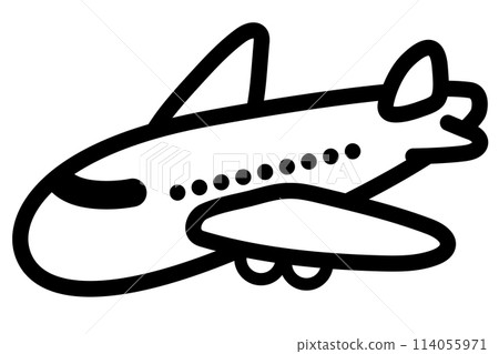 Simple black and white airplane illustration Simple black and white airplane illustration 114055971