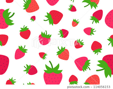 Seamless pattern with red strawberry on white background. Drawing of strawberries in a minimalist style. Strawberry design for wallpaper, wrapping paper and promotional items. Vector illustration Seamless pattern with red strawberry on white background. Drawing of strawberries in a minimalist style. Strawberry design for wallpaper, wrapping paper and promotional items. Vector illustration 114056153