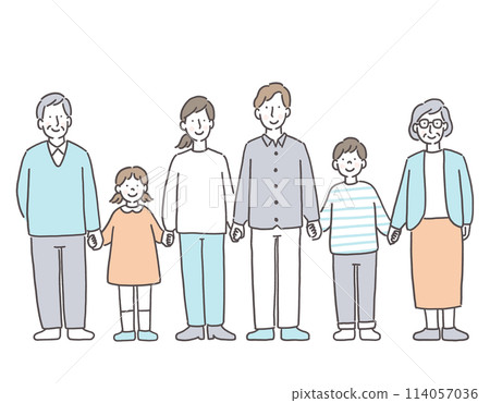 Illustration of standing next to grandparents Illustration of standing next to grandparents 114057036