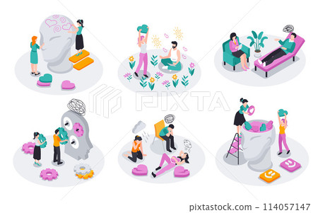 Mental health compositions in isometric view 114057147