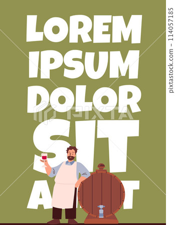 Vintner and oak barrel vector illustration Vintner and oak barrel vector illustration 114057185