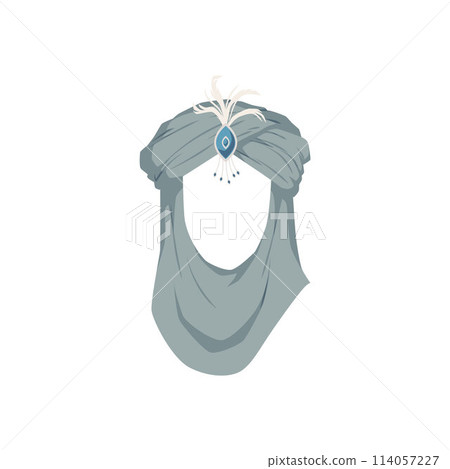 Pale blue turban with gem and veil vector illustration 114057227