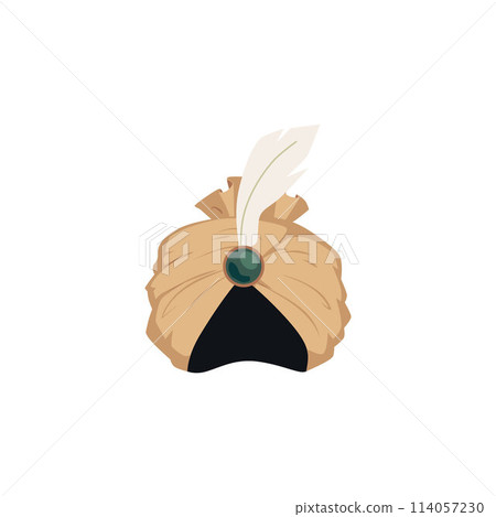 Vector turban with brooch and feather on isolated background. 114057230