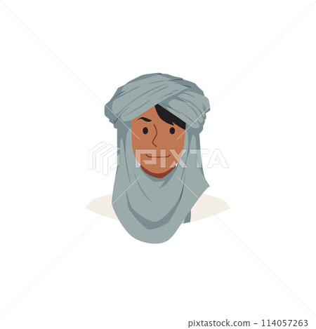 Vector portrait of a man wearing a traditional turban. 114057263