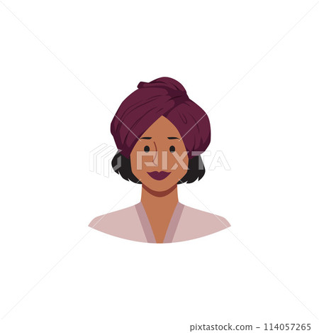 Poised woman with purple turban vector illustration 114057265