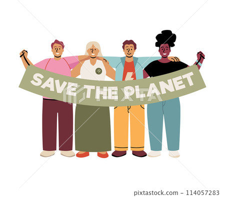 Environmental activism human chain vector illustration 114057283