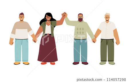 Human chain of unity vector illustration 114057298