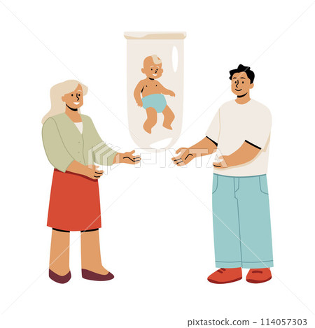 Vector of happy parents with test tube baby. Isolated background. Vector of happy parents with test tube baby. Isolated background. 114057303