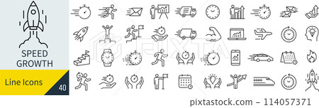 向量速度和增長圖標集 向量速度和增長圖標集 114057371