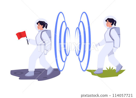 Astronaut space exploration teleportation vector illustration Astronaut space exploration teleportation vector illustration 114057721