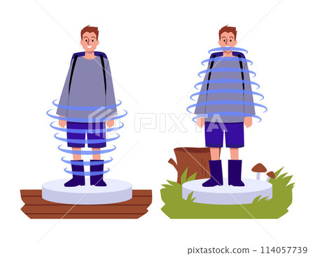 Indoor-outdoor futuristic teleportation vector illustration Indoor-outdoor futuristic teleportation vector illustration 114057739