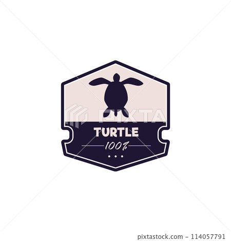 Vector logo icon with a sea turtle in dark colors on an isolated background. 114057791