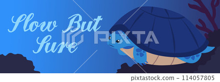 Vector illustration of a turtle, hidden in a shell, with the atmosphere of a clear ocean. 114057805
