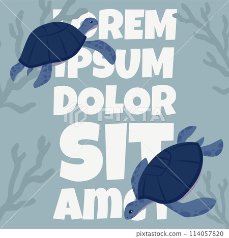 Underwater sea turtles scene vector illustration 114057820