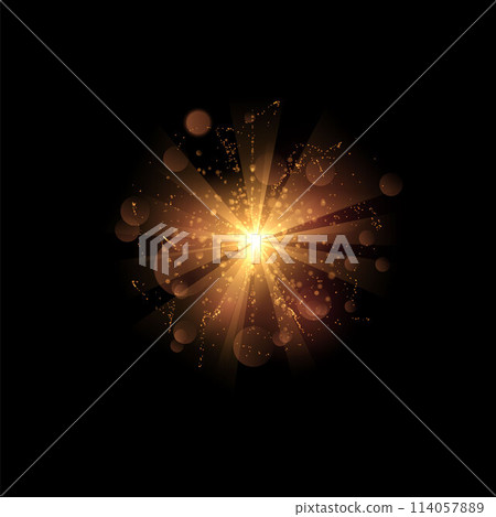 Magic burst, orange glow sparkling effect vector, bright star dust sparks in explosion on black, illuminated light flash Magic burst, orange glow sparkling effect vector, bright star dust sparks in explosion on black, illuminated light flash 114057889