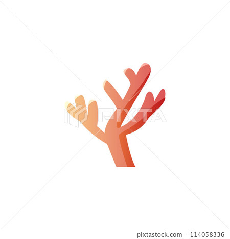 Underwater red coral vector icon on isolated background. 114058336