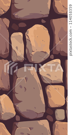 Vector illustrations of brick patterns, cracked earth, and gold cobblestone paths for game interfaces Vector illustrations of brick patterns, cracked earth, and gold cobblestone paths for game interfaces 114058359
