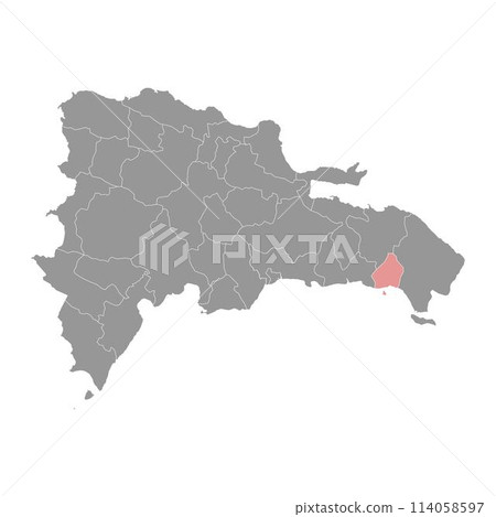 La Romana Province map, administrative division of Dominican Republic. Vector illustration. 114058597