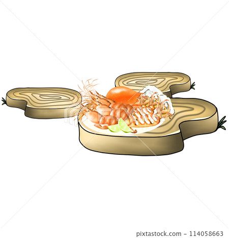 Wooden table for eating in the forest Wooden table for eating in the forest 114058663