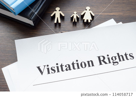 Visitation rights documents, books and family figures. 114058717