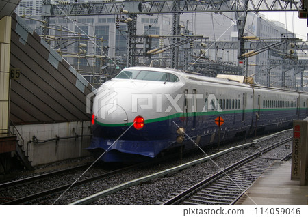 Shinkansen departing from Tokyo Station Shinkansen departing from Tokyo Station 114059046