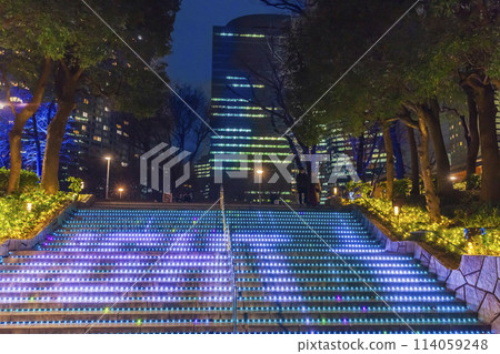 Illuminated Shinjuku Central Park Tokyo night view 114059248