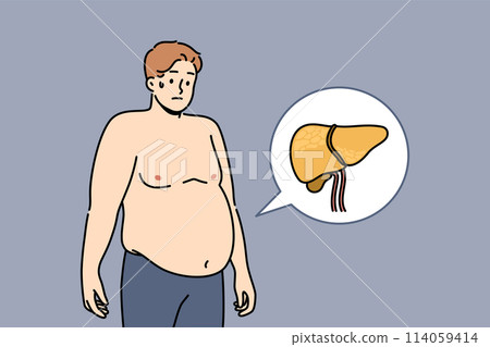 Liver illnesses in men cause obesity and digestive problems and symptoms of fatty hepatosis 114059414
