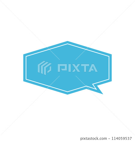 Simple light blue horizontal hexagonal speech bubble_double line_right facing single item Simple light blue horizontal hexagonal speech bubble_double line_right facing single item 114059537