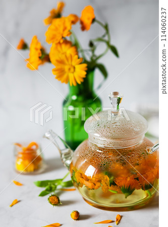A teapot with calendula. Prevention of diseases. Antivirus. A teapot with calendula. Prevention of diseases. Antivirus. 114060237