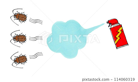 Cockroaches flee after being sprayed with insecticide 114060319